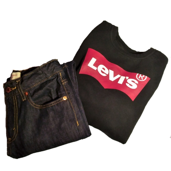 Levi Boys L black crew neck sweater with ribbed cuffs and logo - Picture 4 of 4